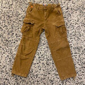 Empyre Relax Brown Cargo Corduroy Skate Pants Size 30 x 31 Adjustable 90s Baggy